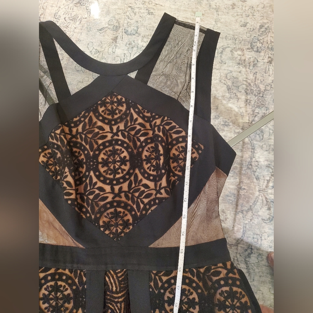 BCBGMaxAzria Elegant Black Sheer Lace Gown - Picture 9 of 11